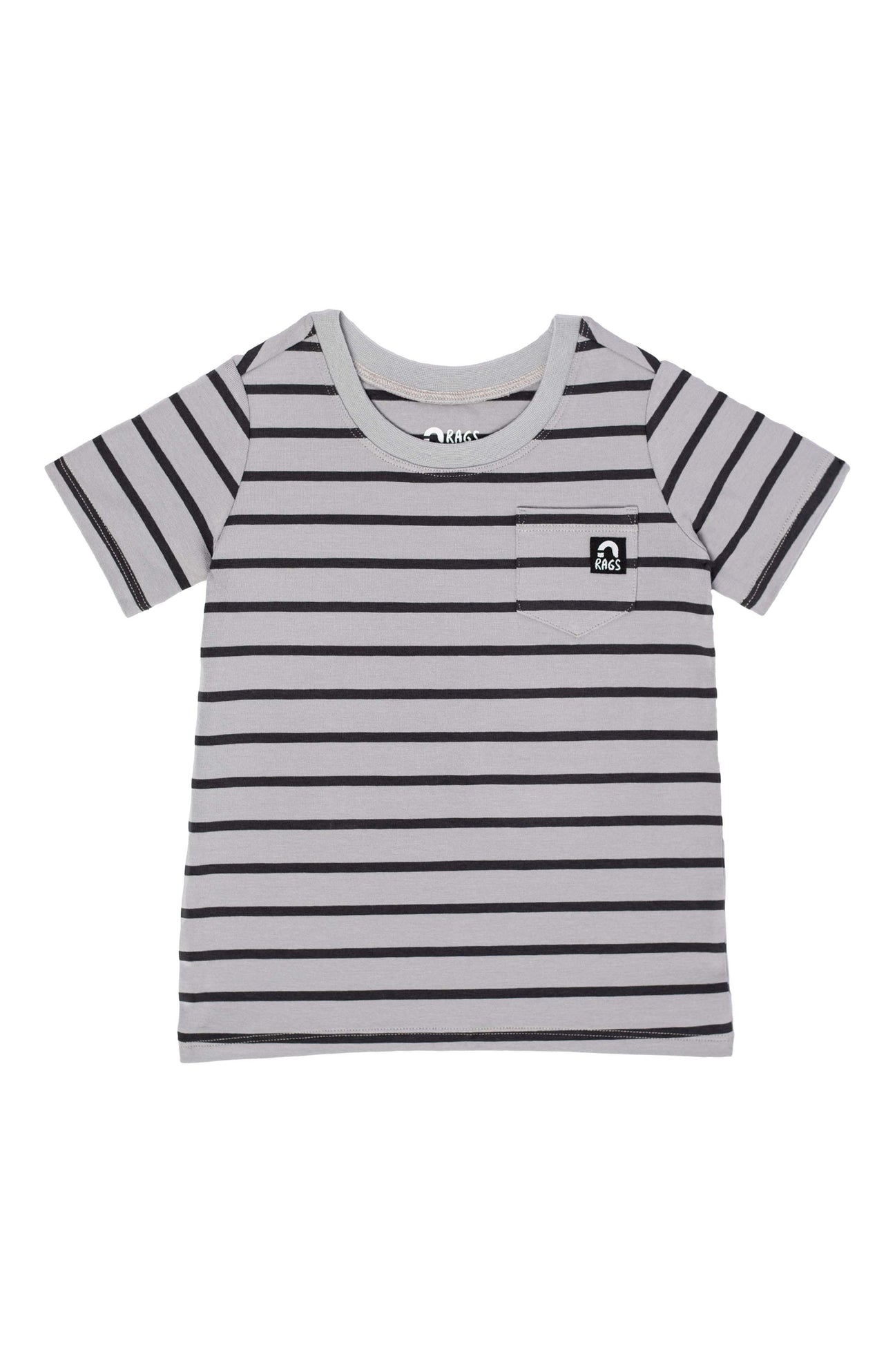 Essentials Short Sleeve Chest Pocket Rounded Tee - 'Quarry Stripe' TheT43Shop