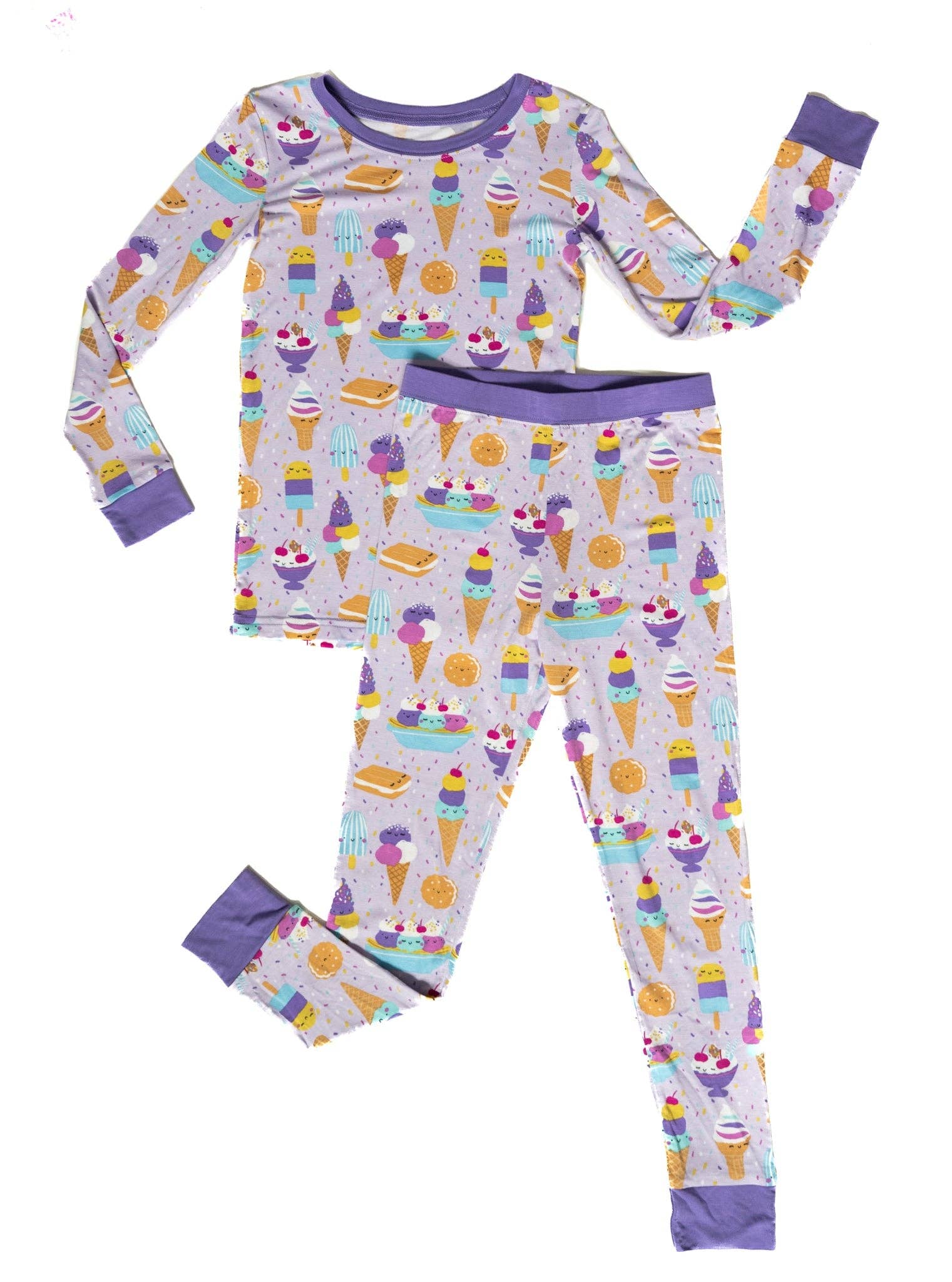 Wildberry Ice Cream Social Two-Piece Bamboo Viscose Pajama Set Tea for Three: A Children's Boutique