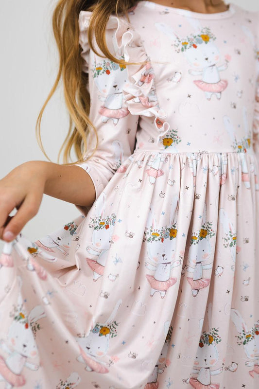Don't Worry, Be Hoppy Ruffle Twirl Dress Tea for Three: A Children's Boutique
