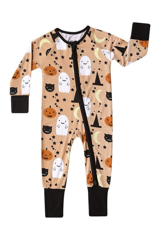 Trick or Treat Halloween Bamboo Baby Convertible Footie Pajamas Tea for Three: A Children's Boutique