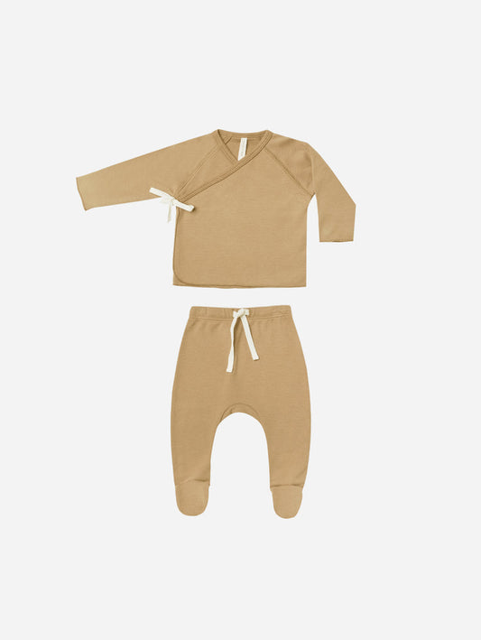 Wrap Top + Footed Pant Set || Honey