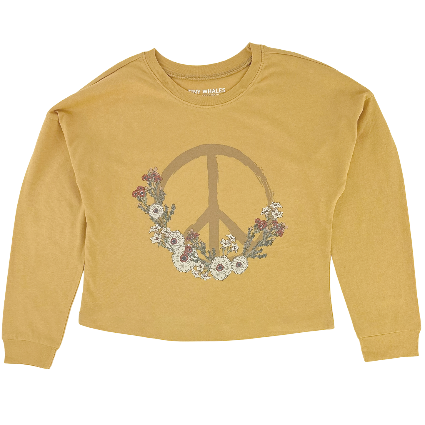 Peace Flowers Boxy Long Sleeve Tee Tea for Three: A Children's Boutique