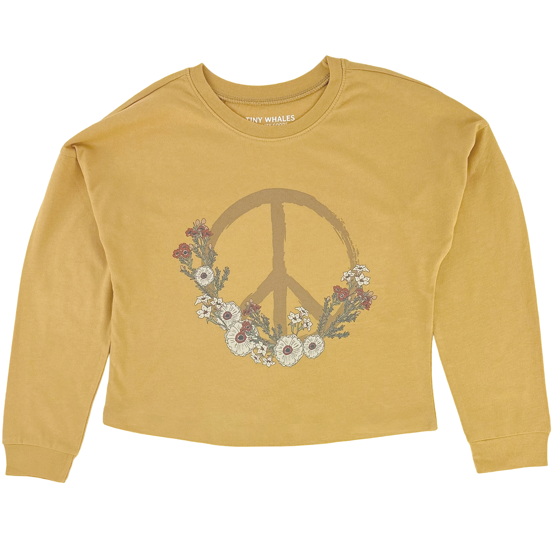 Peace Flowers Boxy Long Sleeve Tee Tea for Three: A Children's Boutique