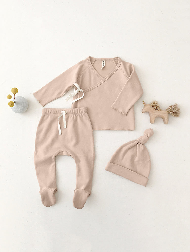 Wrap Top + Footed Pant Set || Blush Tea for Three: A Children's Boutique
