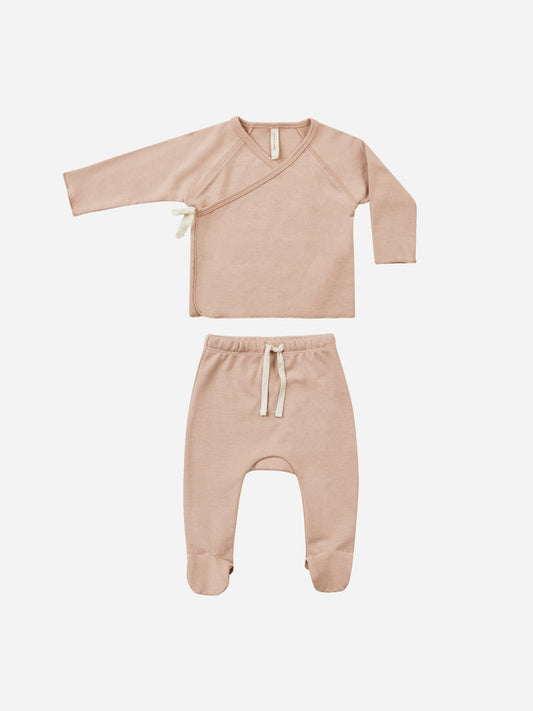Wrap Top + Footed Pant Set || Blush Tea for Three: A Children's Boutique
