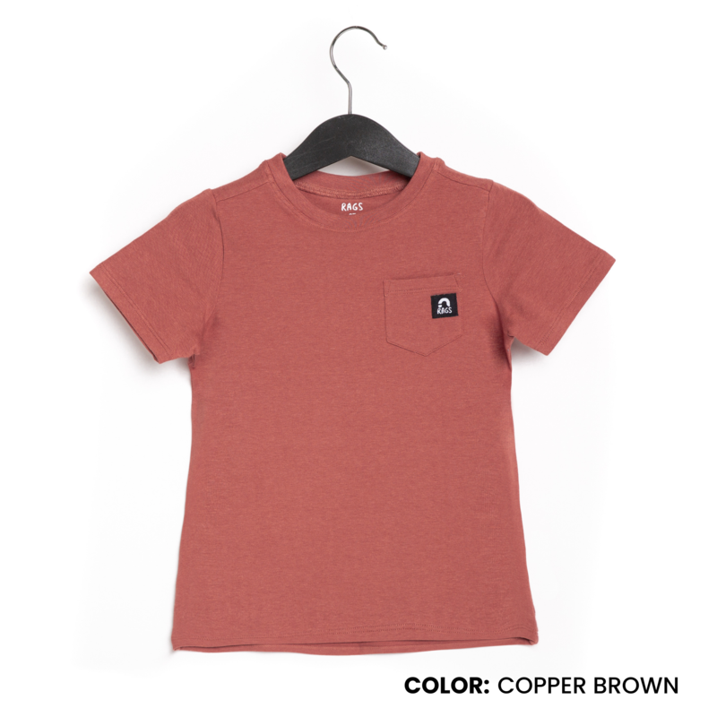 Essentials Short Sleeve Chest Pocket Rounded Tee - Terracotta Stripe TheT43Shop