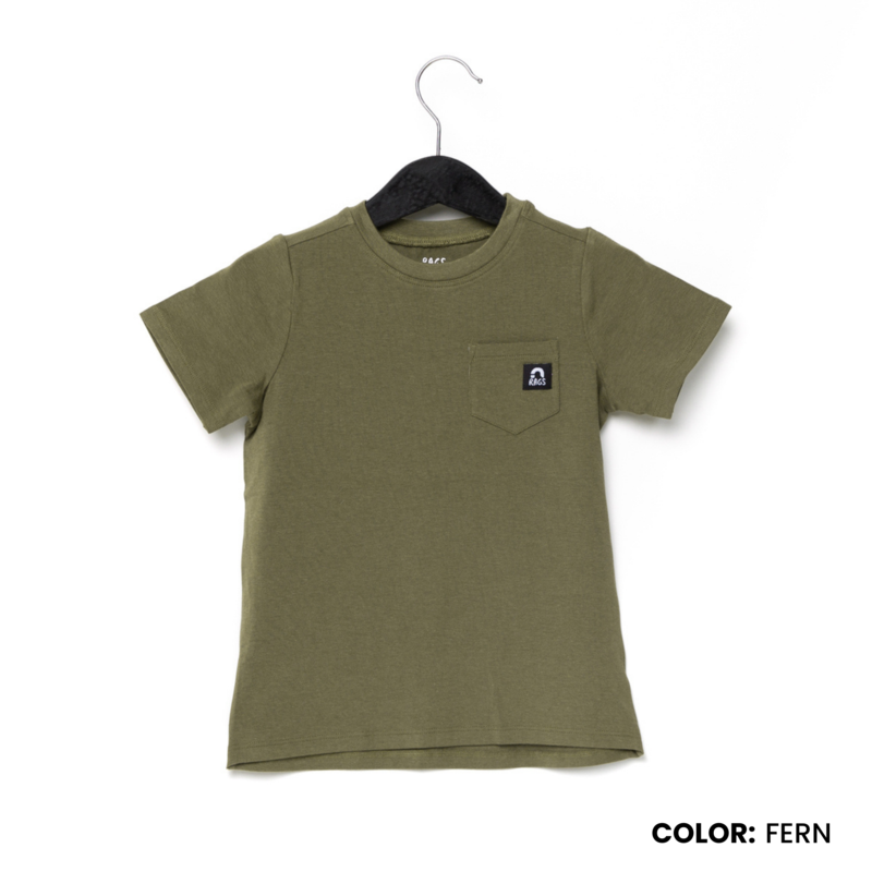 Essentials Short Sleeve Chest Pocket Rounded Tee - 'Fern'