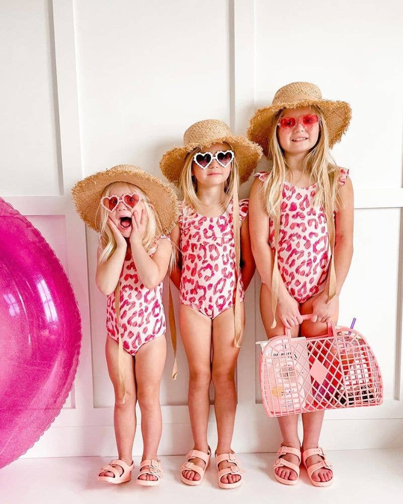 Electric Pink Leopard One-Piece Swimsuit Tea for Three: A Children's Boutique