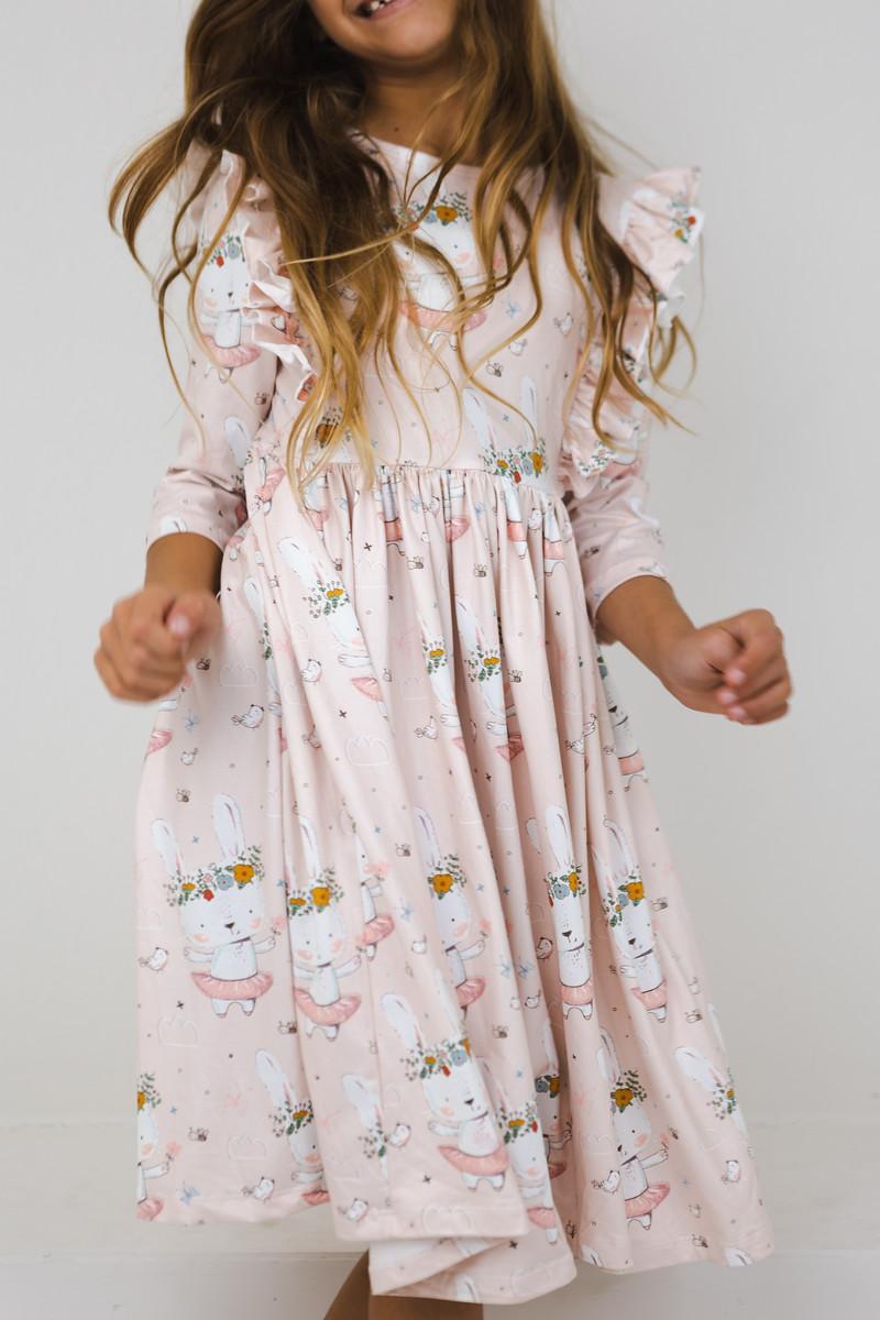 Don't Worry, Be Hoppy Ruffle Twirl Dress Tea for Three: A Children's Boutique