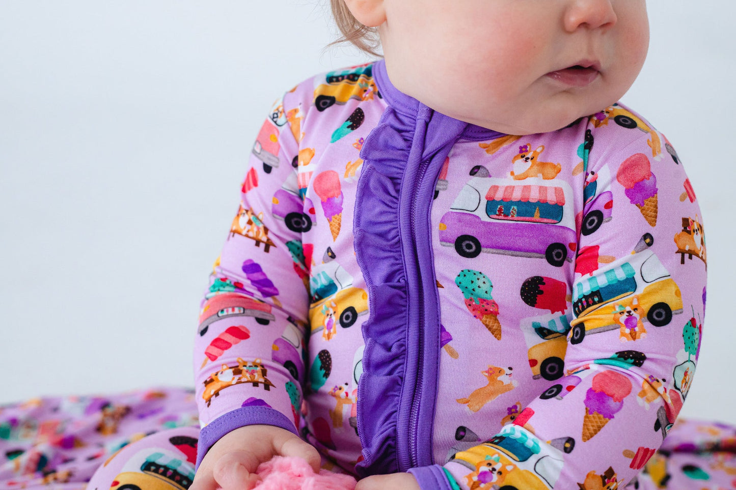 Abby Corgi Ice Cream Social Ruffle Zippy Viscose Pajamas Tea for Three: A Children's Boutique