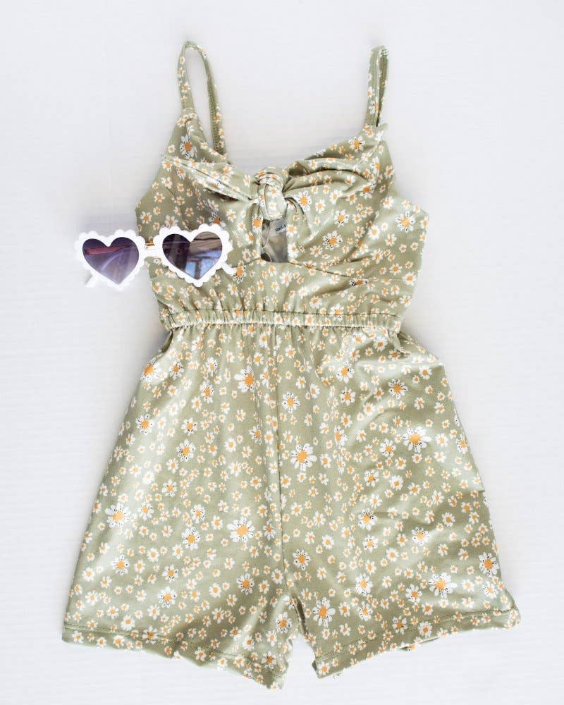 Green Floral Shorty Romper Tea for Three: A Children's Boutique
