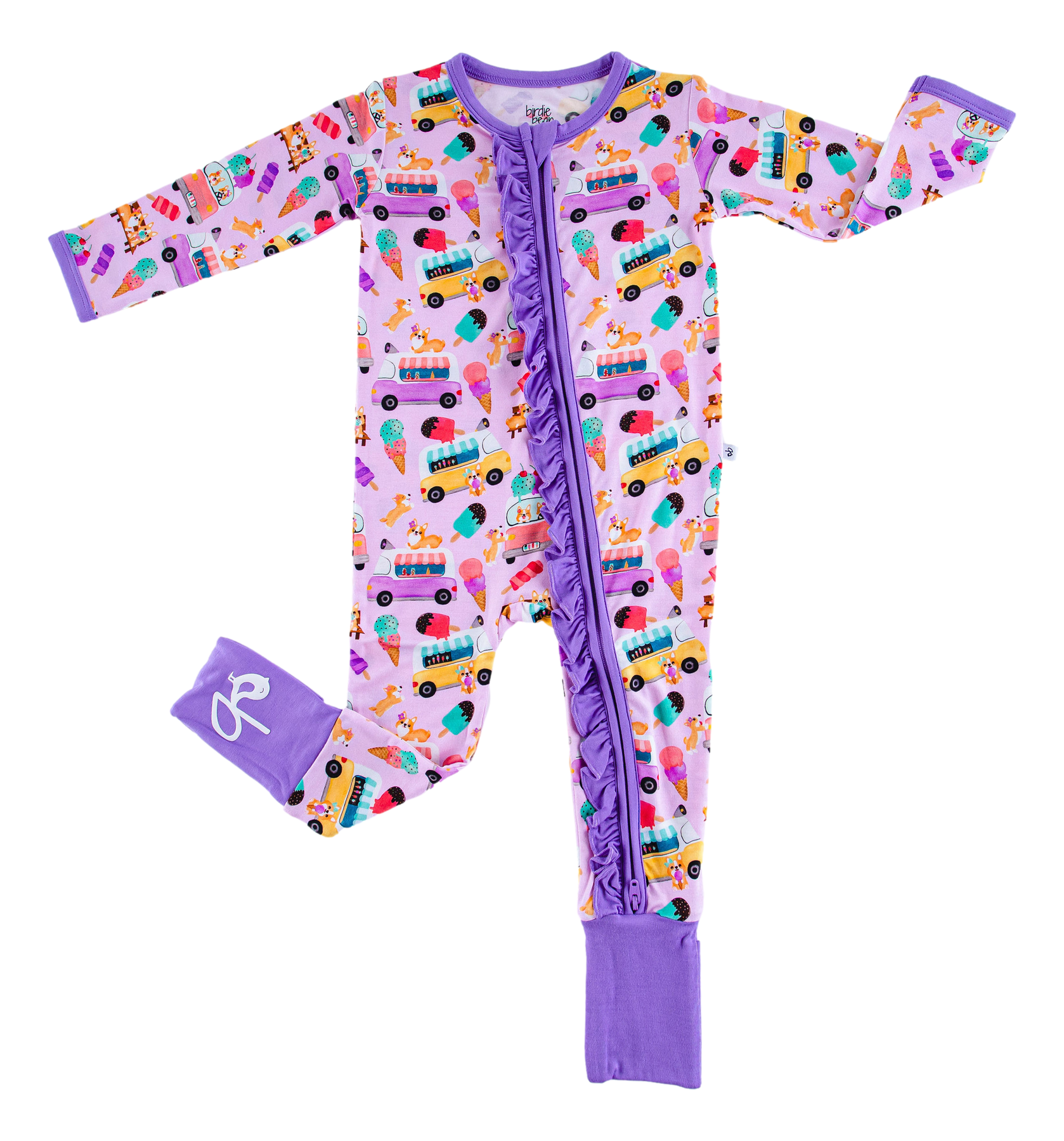 Abby Corgi Ice Cream Social Ruffle Zippy Viscose Pajamas Tea for Three: A Children's Boutique