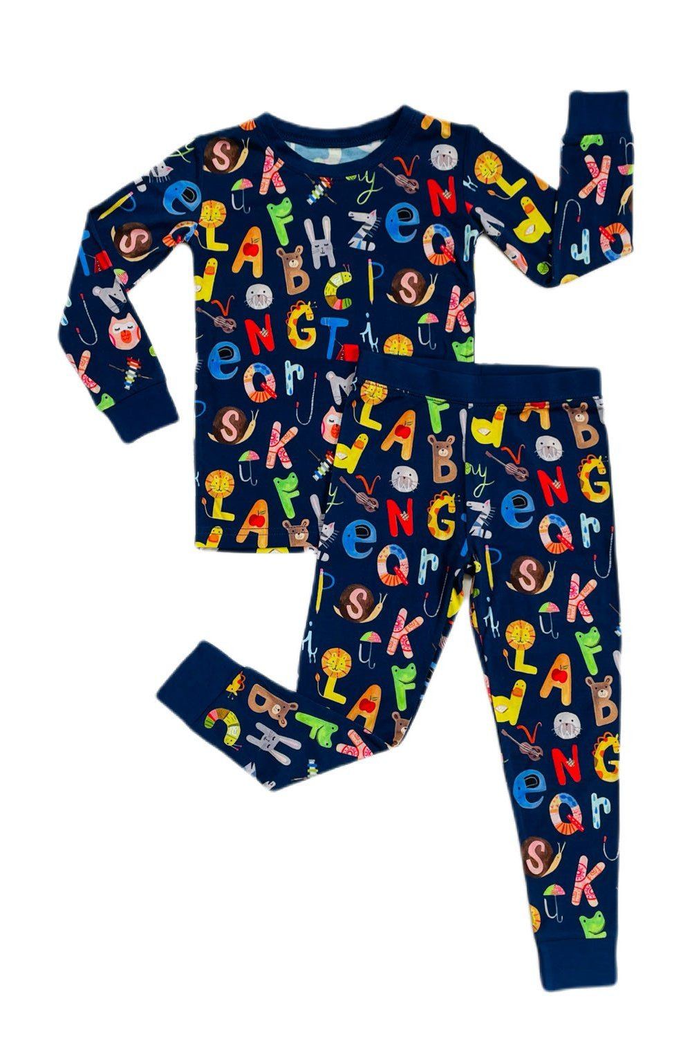 Alphabet Friends Two-Piece Bamboo Viscose Pajama Set - Tea for Three: A Children's Boutique-New Arrivals-TheT43Shop