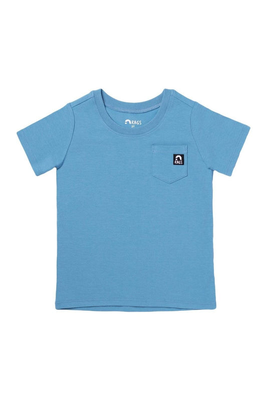 Essentials Short Sleeve Chest Pocket Rounded Tee - 'Parsian Blue' - Tea for Three: A Children's Boutique-New Arrivals-TheT43Shop