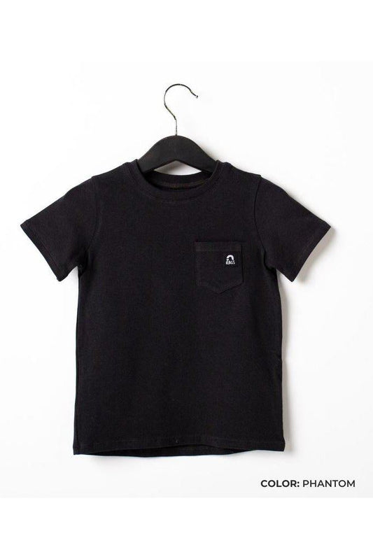 Essentials Short Sleeve Chest Pocket Rounded Tee - 'Phantom' - Tea for Three: A Children's Boutique-New Arrivals-TheT43Shop