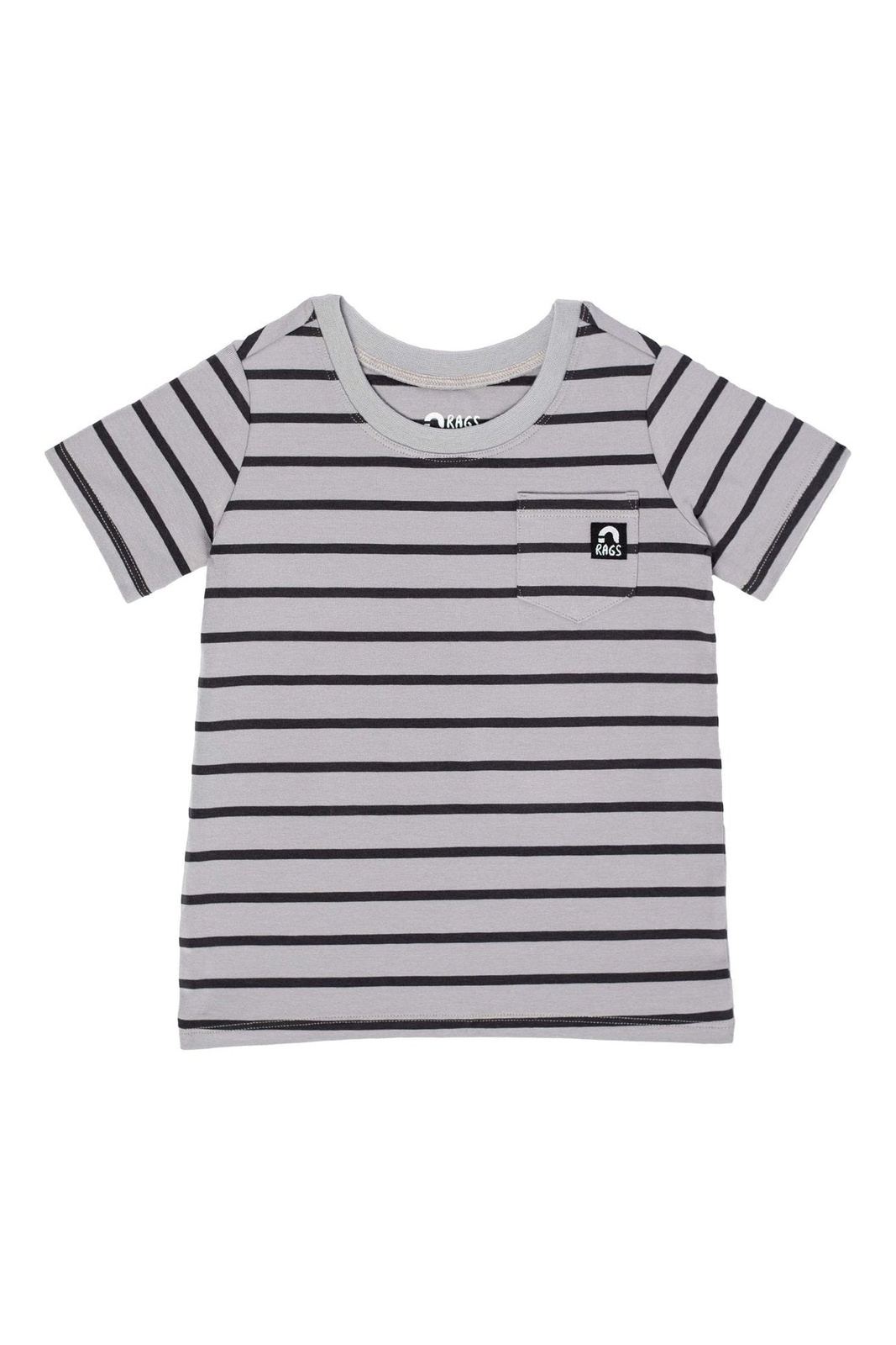 Essentials Short Sleeve Chest Pocket Rounded Tee - 'Quarry Stripe' - Tea for Three: A Children's Boutique-New Arrivals-TheT43Shop