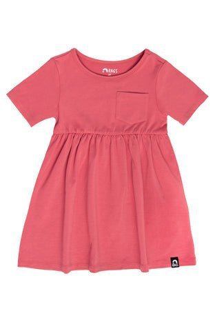 Essentials Short Sleeve with Chest Pocket Dress - 'Slate Rose' - Tea for Three: A Children's Boutique-New Arrivals-Tea for Three: A Children's Boutique