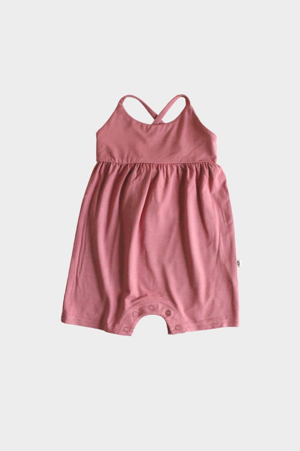 Jenn Tie Back Romper - Dusty Rose - Tea for Three: A Children's Boutique-New Arrivals-Tea for Three: A Children's Boutique