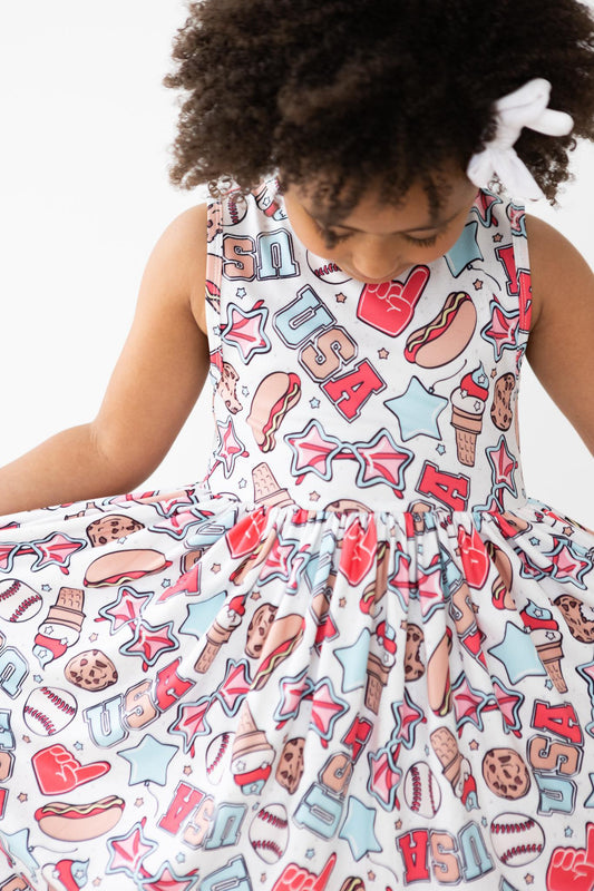Red, White & Bbq Tank Twirl Dress Tea for Three: A Children's Boutique