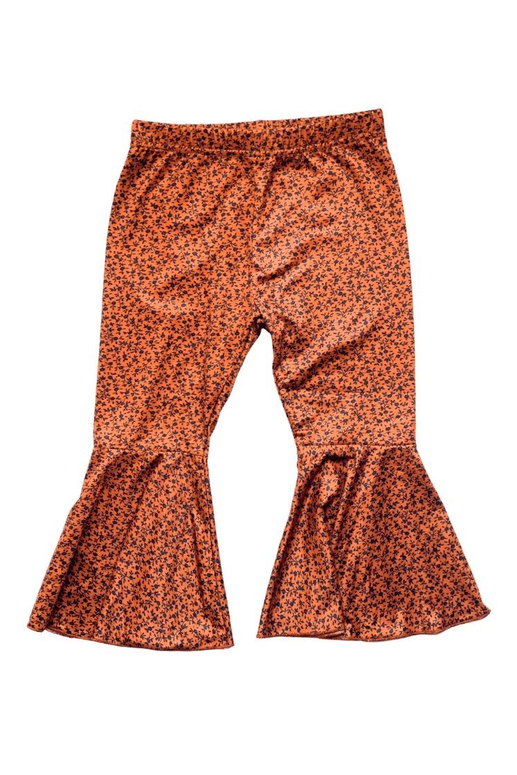 Stevie Pleated Bell Bottoms - Rust & Black Floral - Tea for Three: A Children's Boutique-New Arrivals-TheT43Shop