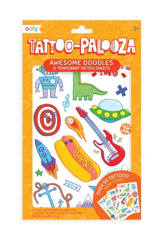Tattoo Palooza Temporary Tattoo: Awesome Doodles - Tea for Three: A Children's Boutique-New Arrivals-TheT43Shop